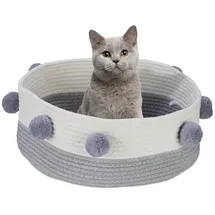 Relaxdays Katzenbett aus Baumwolle Weiß,Grau