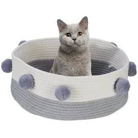 Relaxdays Katzenbett aus Baumwolle Weiß,Grau