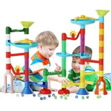 Murmelbahn Kinderspiel - 110PCS Mehrfarbige Kugelbahn Marble Run Set Mit Spannen