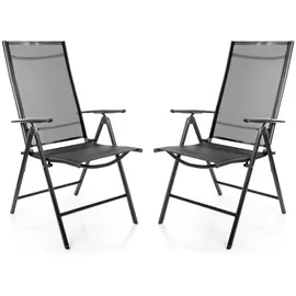 BigDean Gartenstuhl 2 St. 120 kg belastbar 7-fach verstellbar dunkelgrau 55 x 70 x 106 cm
