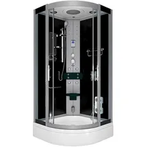AcquaVapore Duschkabine Komplettdusche mit Schiebetür 90 x 90 cm Schwarz Sicherheitsglas D46-53T0