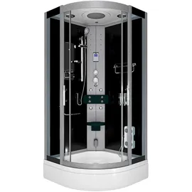 AcquaVapore Duschkabine Komplettdusche mit Schiebetür 90 x 90 cm Schwarz Sicherheitsglas D46-53T0