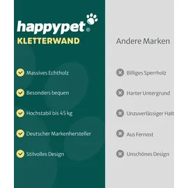 Happy Pet HAPPYPET Katzentreppen 3er-Set für Wandmontage - Nachhaltiges Hartholz, Designer Kletterwand Katzen, Katzentreppe mit Filzbezug, Katzenleiter, Katzenwand zum Klettern, Catwalk, Natur 3x Stufen M 22 x 15 cm