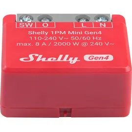 Shelly Relais 1PM Mini Gen4, 8 A, WLAN, Bluetooth, rot, 4 Stück