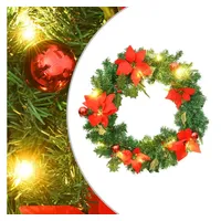 VidaXL Weihnachtskranz mit LED-Leuchten Grün 60 cm PVC -