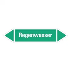 Aufkleber I RKZ-Etikett Regenwasser, grün/weiß, ab Ø 90mm, 440x100mm, 2/Bogen
