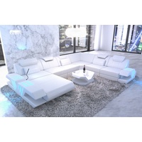 Wohnlandschaft Ledercouch Exklusiv Venedig XXL Luxus Sofa Echtleder Couch LED