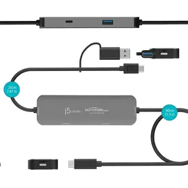 j5create Wormhole Switch Crosslink USB-C Hub Msd Ns Perp (USB-C, 2 Ports), Dockingstation + USB Hub, Grau