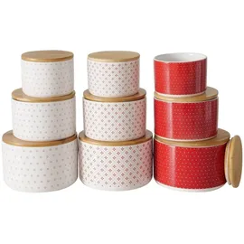 Boltze Keramikbehälter mit Bambusdeckel LILLY, 3er-Set