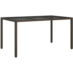 vidaXL Gartentisch 150x90x75 cm Gehärtetes Glas Poly Rattan Braun