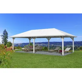 SKANHOLZ Skan Holz Holz-Pavillon Orleans 3 Weiß lasiert 424 cm x 836 cm