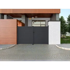 vente-unique Gartentor Doppeltor 305 x 180 cm Anthrazit/Aluminium