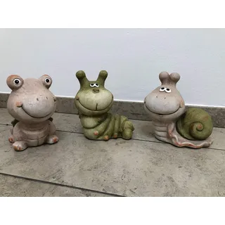 mucplants Gartenfigur aus Ton Schnecke Wurm und Schildkröte Garten Figur Tiere Dekoration