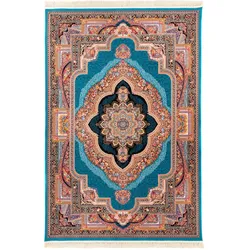 Orientteppich MORGENLAND "Orientteppich - Abram - rechteckig", blau, B:100cm H:9mm L:150cm, Acryl, Teppiche