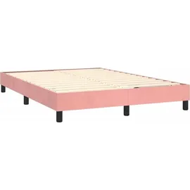 vidaXL Boxspringbett mit Matratze Rosa 140x200 cm Samt