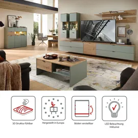 Innostyle Wohnwand INA Wohnwand, 340x185x44 cm (B/H/T) 7 Stk. tlg.