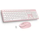 LeadsaiL Tastatur und Maus Set K786 ergonomische Tastatur rosa