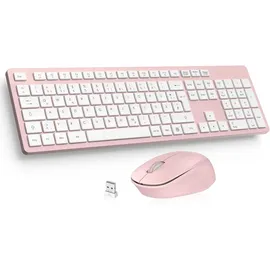 LeadsaiL Tastatur und Maus Set K786 ergonomische Tastatur rosa