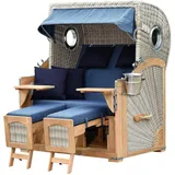 deVries Strandkorb - 140x161x160cm - silber - Holz / Polyethylen / Polyurethan