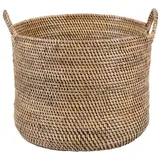 Casa Moro Flechtkorb Rattan Korb ELIE BRAUN Weidenkorb Allzweckkorb (Aufbewahrungskorb mit Griff, Pflanzkorb rund Blumenkorb), Boho Chic Rattankorb Obstkorb braun 30 cm