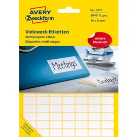 Avery Zweckform Universaletiketten 3311 Weiß 16 x 9 mm 27 Blatt 2646 St.