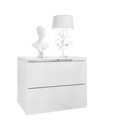lookway Nachtschrank Aurora II 50 x 40 x 37 cm Weiß/Silber