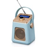 UEME Mini DAB+ DAB Digitalradio und UKW Radio mit Bluetooth Lautsprecher, Radiowecker, und Leder Verkleiden (Blau)