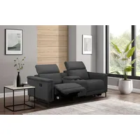 OTTO home 2-Sitzer OTTO HOME "LUND, Kinosofa, Relaxfunktion, TV-Sessel, manuell/elektrisch (USB-A)", grau (anthrazit), B:195cm H:97cm T:99cm, Webstoff 100% Polyester, Sofas, Kopfteilverstellung, Getränkachhalter, u. Staufach