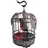 Funny Fashion Halloween Deko Rabe im Käfig Animiert | 32 cm