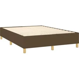 vidaXL Boxspringbett mit Matratze & LED Dunkelbraun 140x200 cm Stoff
