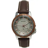 ARTSTATE Herren Funkuhr, Analog-Digital, Silber Edelstahlgehäuse 4,2 cm, Braunes Lederarmband, Wasserdicht 100m