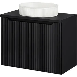 [en.casa] Waschbeckenunterschrank Skelbolu 80 x 71 x 40 cm Schwarz