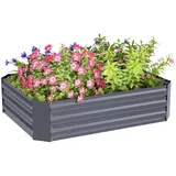 Outsunny Hochbeet aus Stahl, Pflanzbeet Frühbeet Gartenbeet Blumenkasten stapelbar, Pflanzkasten Gemüsebeet 120x90x30cm für Garten Balkon, Pflanzkübel für Blumen, Pflanzen, Gemüse
