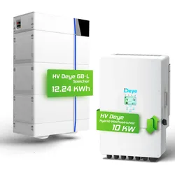Deye Komplettset 10 kW Hochvolt Hybridwechselrichter (SUN-10K-SG01HP3-EU-AM2) & 12,24 kWh Hochvolt Batteriespeicher Deye GB-L