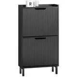 SoBuy Schuhschrank schmal Schuhregal mit 2 Ablageflächen Schuhkommode Schuhablage Schwarz bht ca. 50x90x19cm
