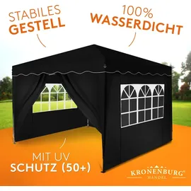 Kronenburg Handel Kronenburg Faltpavillon 3 x 3 m inkl. 4 Seitenteile Schwarz