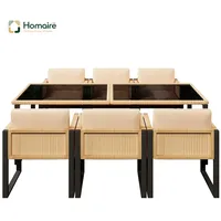 Homaire Set De Table Et Chaises En Polyrattan Pour Jardin, Groupe De Repas 6 Personnes Avec Fauteuils Et Housses Amovibles Lavables