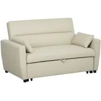 Schlafsofa, 2-Sitzer Sofa mit Schlaffunktion, Verstellbare Rückenlehne, Beige