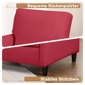 COMHOMA Relaxsessel Leinenbezug 70 x 90 x 80 cm Rot