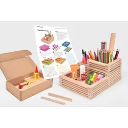 Schreibtischorganizer aus Buchenholz-Holzstäbchen | Komplett Bastelset