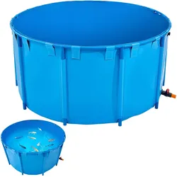 VEVOR Canvas-Fischteich, oberirdisches Aquarium, 818 Gal, runder Koiteich (blau)