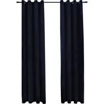 vidaXL Verdunkelungsvorhang Ösen 140 x 175 cm samt schwarz 2 St.