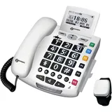 Geemarc Pack SERENTIES Schnurgebundenes Seniorentelefon Fallband-Sensor Beleuchtetes Display Weiß