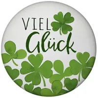 Speecheese Klee Magnet rund mit Spruch Viel Glück Glücksklee