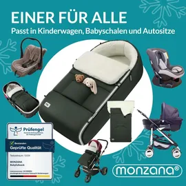 monzana Fußsack Kinderwagen Baby Winter mit Handwärmer Reflektoren Reißverschluss Buggy Waschbar Babyschale Schlafsack Kuschelig, Anthrazit | Monzana