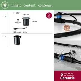 Paulmann Bodeneinbaustrahler Aluminium Ø x H: 14 x 15 cm, IP67, 6 W, Silber