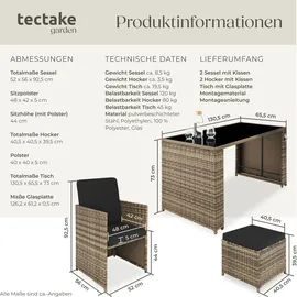 Tectake tectake® Rattan Sitzgruppe, Palermo 2+2+1