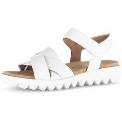 Riemchensandale GABOR, Damen, Gr. 38, weiß, Glattleder, unifarben, casual, Schuhe, Sommerschuh, Keilsandalette, Bequemschuh mit Klettverschluss