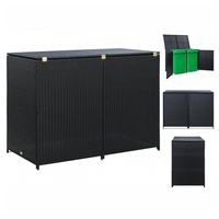 vidaXL Mülltonnenbox Mülltonnenbox für 2 Tonnen Polyrattan Schwarz 148x80x111 cm schwarz