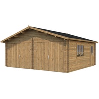 PALMAKO AS Blockbohlen-Garage, BxT: 575 x 510 cm (Außenmaße), Holz - braun